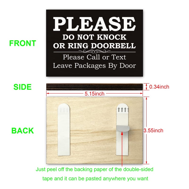 FTONENI No Soliciting Sign for House, Please Do Not Knock or Ring Doorbell Signs for Home, Please Call or Text Leave Packages By Door Sign for Office or Business Warning Reminder Signs 3.55" x 5.15" - PMA022 - Image 2