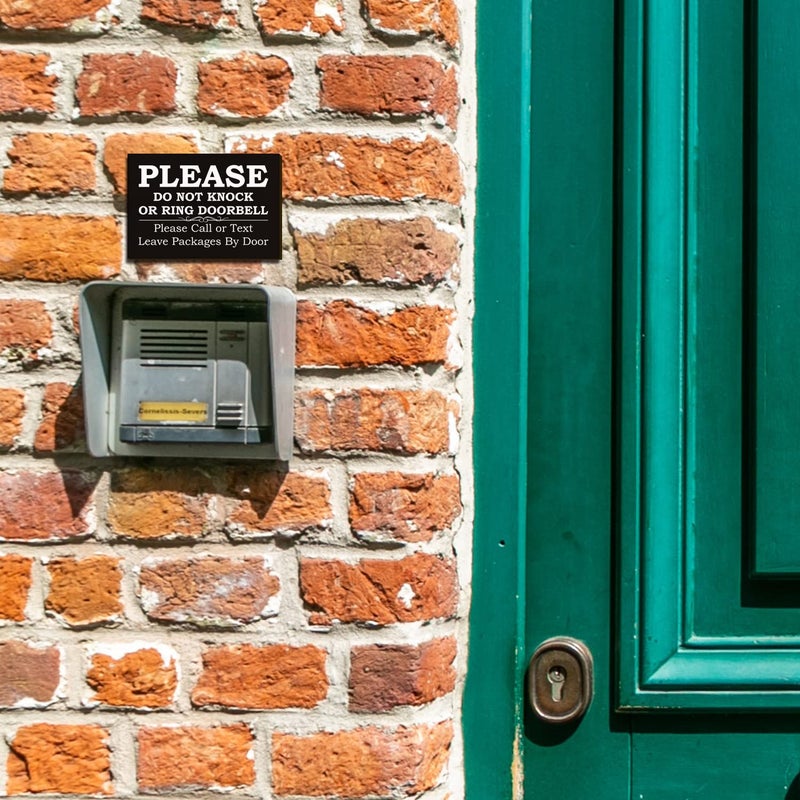 FTONENI No Soliciting Sign for House, Please Do Not Knock or Ring Doorbell Signs for Home, Please Call or Text Leave Packages By Door Sign for Office or Business Warning Reminder Signs 3.55" x 5.15" - PMA022 - Image 3