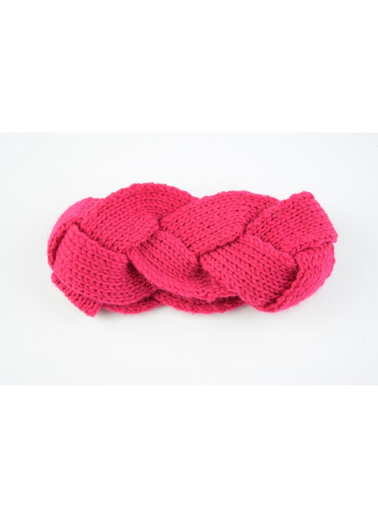 Generic European and American Knitted Twist Braid Wool Hair Belt Ear Protectors Hand-woven Headband Korean Style Autumn and Winter Warm Hair Accessories NO.14 Rose Red