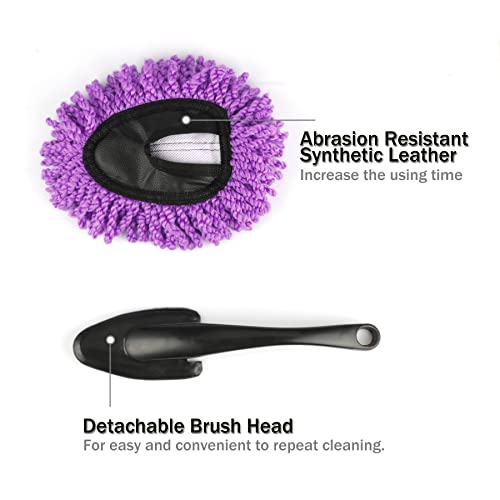 amiss فرشاة تنظيف داش السيارة الصغيرة من أميش - عبوة 2، فرشاة تنظيف متعددة الوظائف، ملحقات داخلية وخارجية للسيارة، أداة تنظيف وغسيل للسيارة - بنفسجي - Image 2