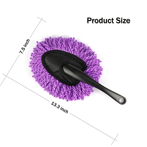amiss فرشاة تنظيف داش السيارة الصغيرة من أميش - عبوة 2، فرشاة تنظيف متعددة الوظائف، ملحقات داخلية وخارجية للسيارة، أداة تنظيف وغسيل للسيارة - بنفسجي - Image 3