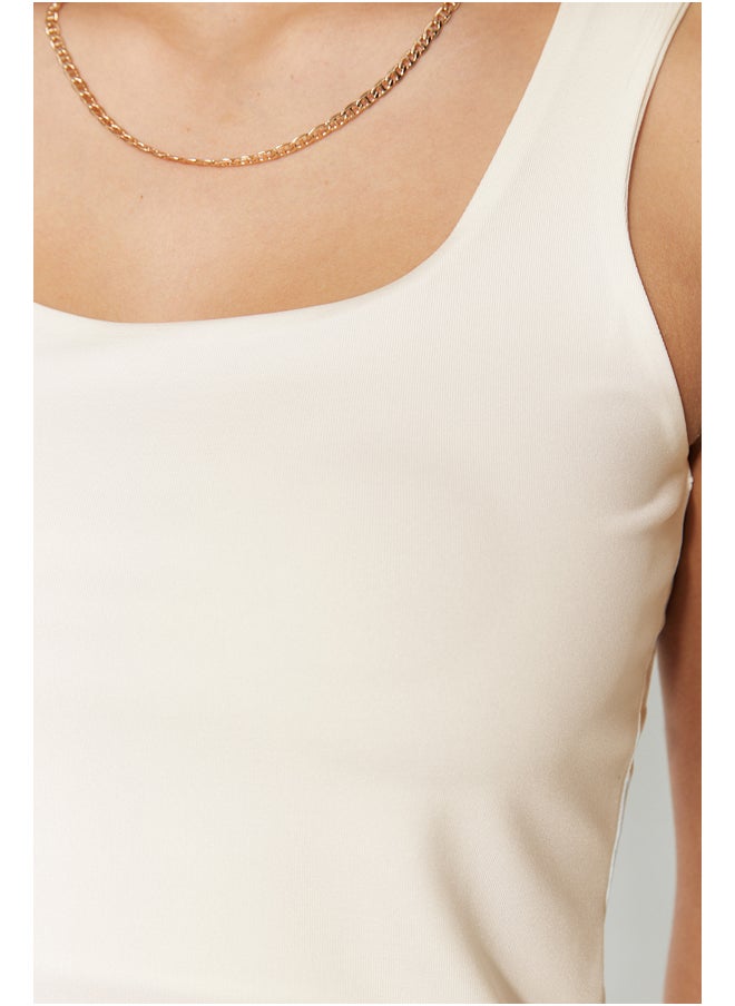 trendyol - Ecru Square Neck Knitted Undershirt TWOSS23AL00037 - Image 1