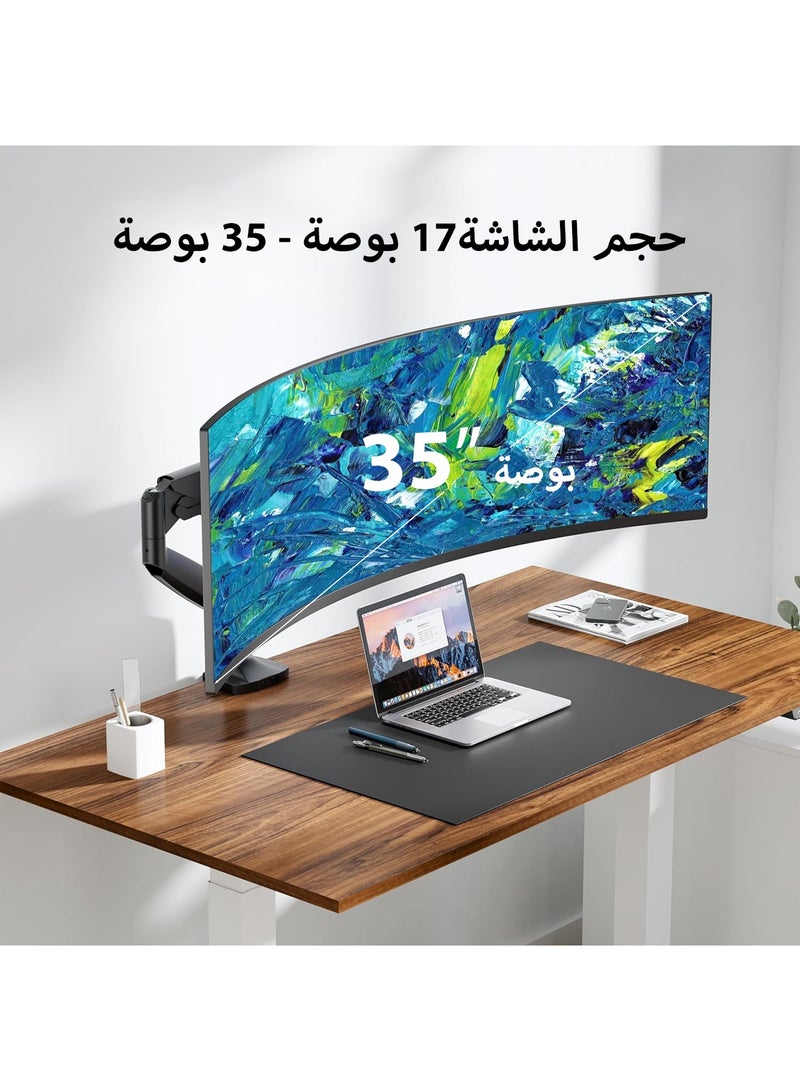Single Monitor Arm - Ergonomic Monitor Stand VESA Mount, Computer Monitor Arm Gas Spring, VESA Arm Adjustable Monitor arm, Monitor Mount  2 Grommet Mounting Base for 17 to 35'' 2-10 kgs Sceens - Image 1