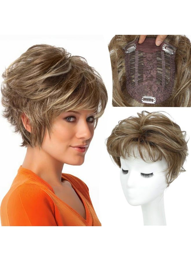 UDU Hair Topper Short Pixie Cut Toppers for Women with Thinning Hair Synthetic Wiglet Toppers Instant Volume & Fullness, Natural-Looking & Lightweight, Boosting Confidence - Image 1