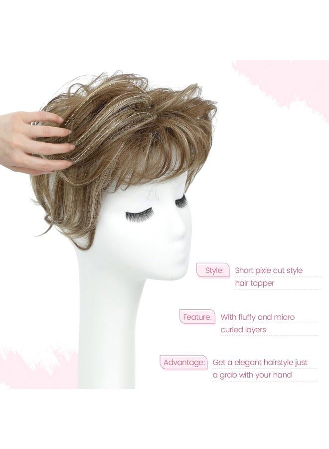 UDU Hair Topper Short Pixie Cut Toppers for Women with Thinning Hair Synthetic Wiglet Toppers Instant Volume & Fullness, Natural-Looking & Lightweight, Boosting Confidence - Image 3