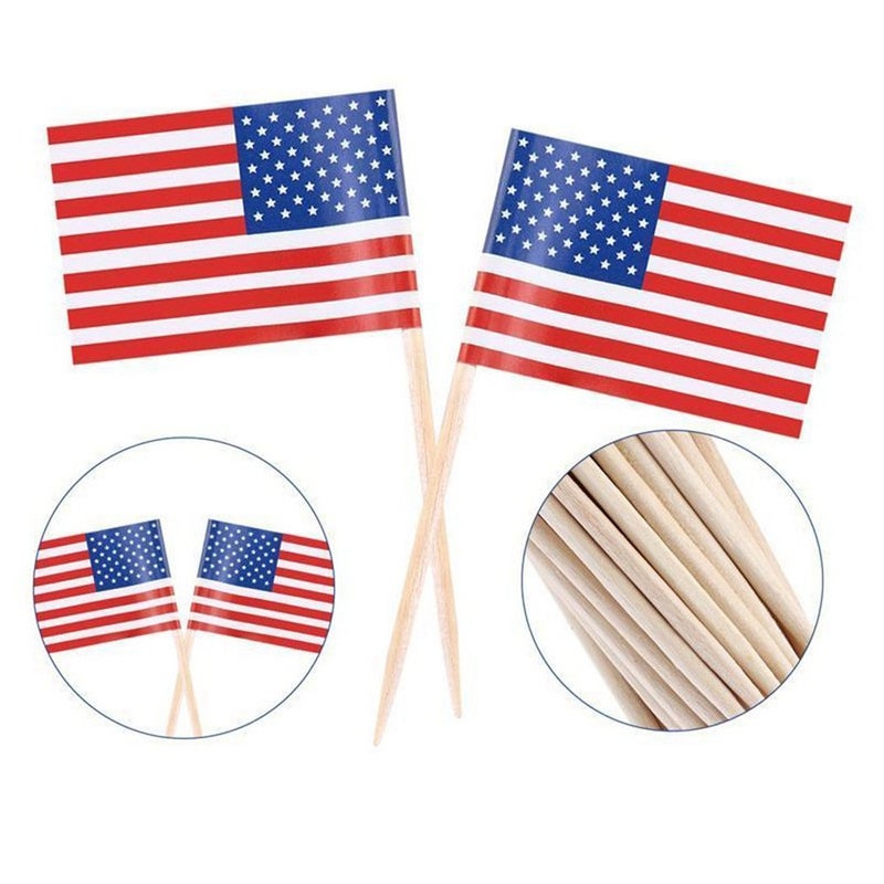 100pcs American National Flag Cake Topper Decor Insert for Independence Day Party Gathering (65mm) - Image 2