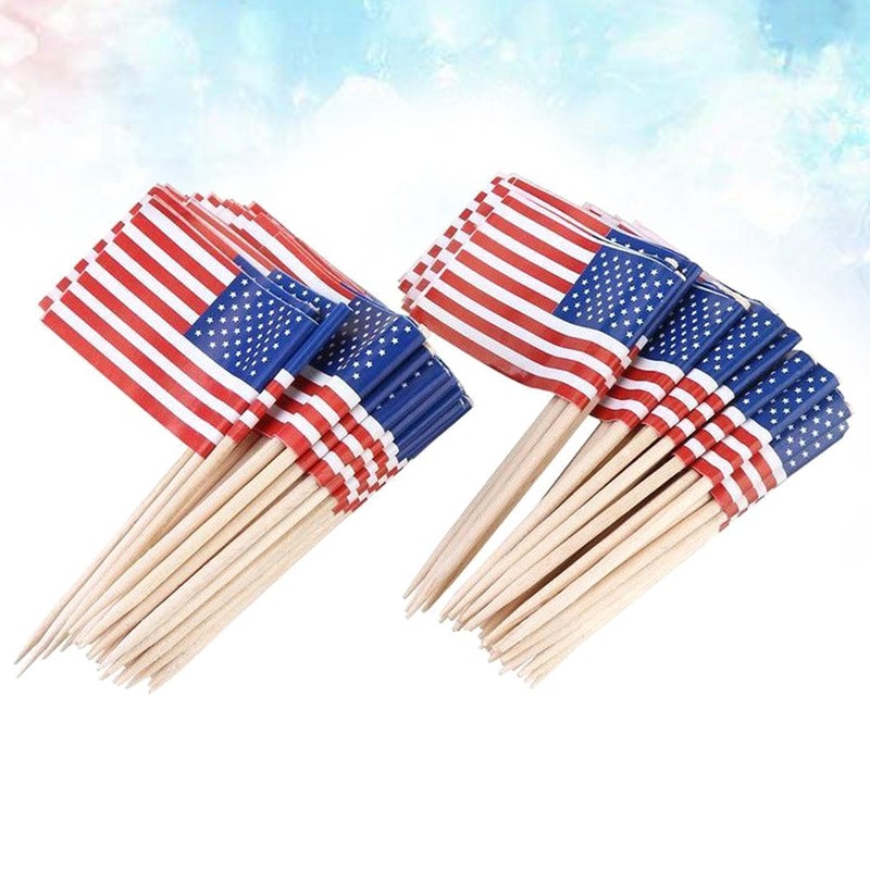 100pcs American National Flag Cake Topper Decor Insert for Independence Day Party Gathering (65mm) - Image 3