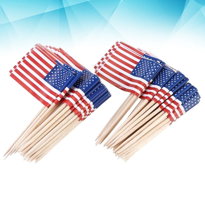 100pcs American National Flag Cake Topper Decor Insert for Independence Day Party Gathering (65mm) - Image 5