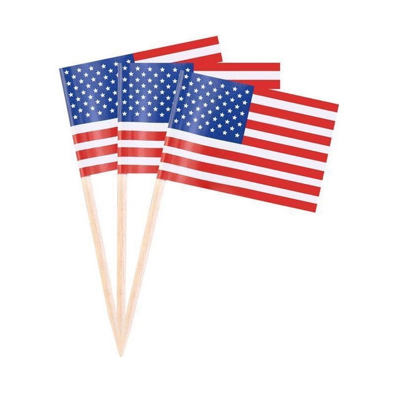 100pcs American National Flag Cake Topper Decor Insert for Independence Day Party Gathering (65mm) - Image 1