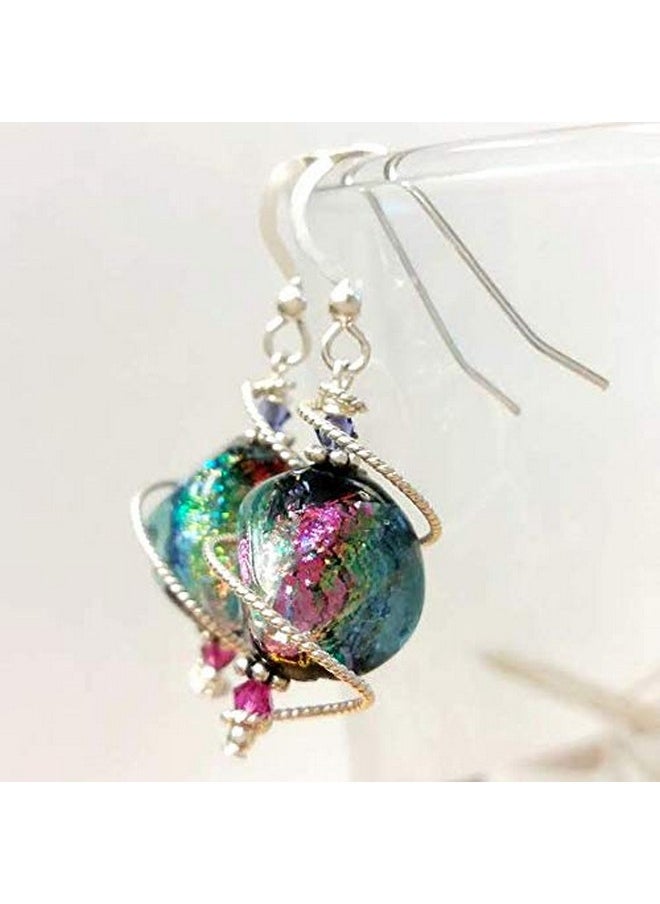 Body Candy Handcrafted 925 Silver Purple Dichroic Drop Dangle Earrings Created With Crystals  - Image 5