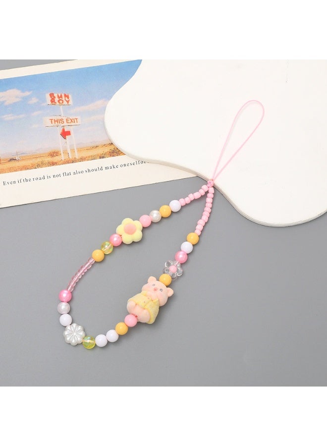 NIBEMINENT Phone Charm/ Chain Strap for Women Girls, Little Fragrance Flower Cell Phone Case Lanyard Wrist Strap