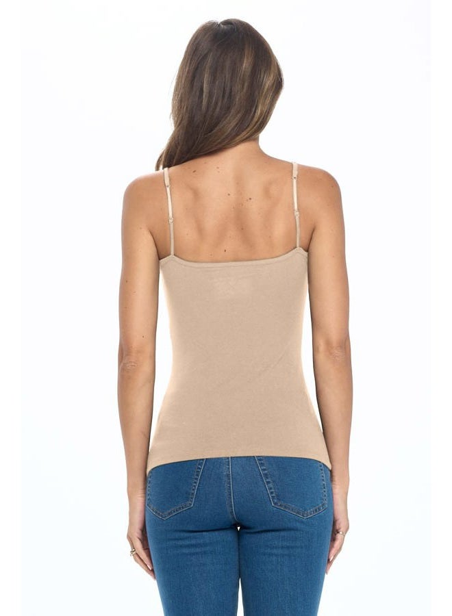 Natural Uniforms Women's Basic Camisole with Adjustable Spaghetti Strap Tank Top (Clay, Medium), Clay, M - Image 4