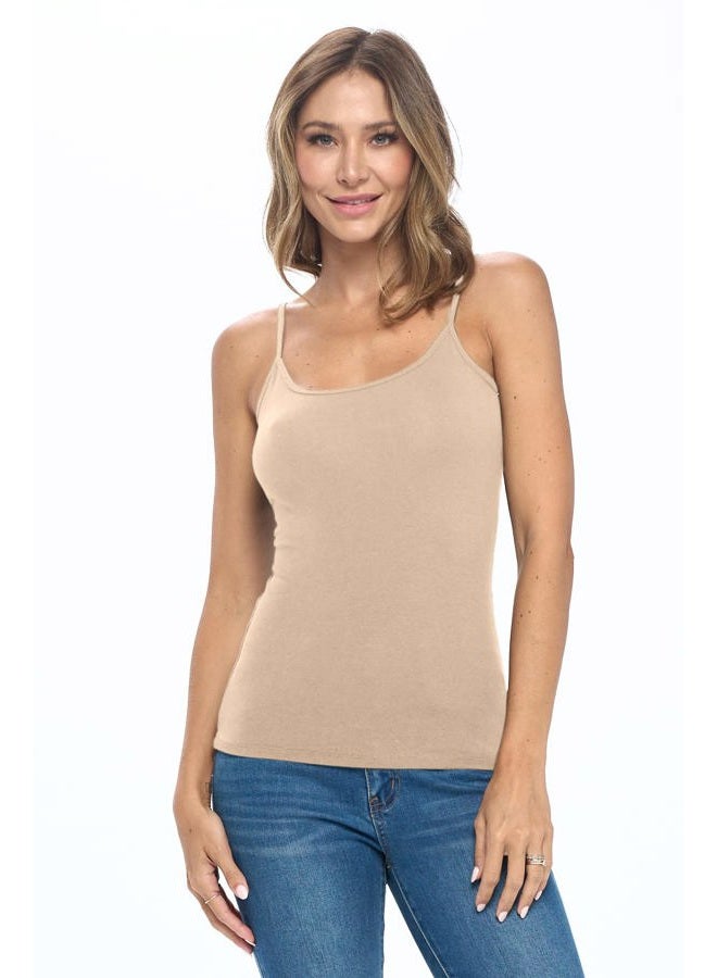 Natural Uniforms Women's Basic Camisole with Adjustable Spaghetti Strap Tank Top (Clay, Medium), Clay, M - Image 1