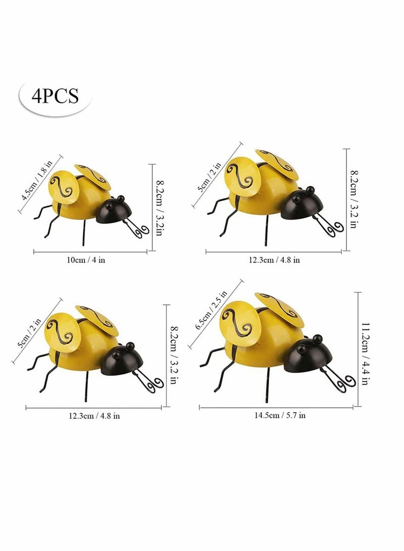 SOLARAE Metal Bumble Bee Decorations Garden Wall Art Bee 3D Sculpture Ornament for Garden Ornaments Outdoor Lawn/Bar/Bedroom/Living Room/Coffee/Shop/Yard Ornaments DIY Accessories (4 PCS) - Image 3
