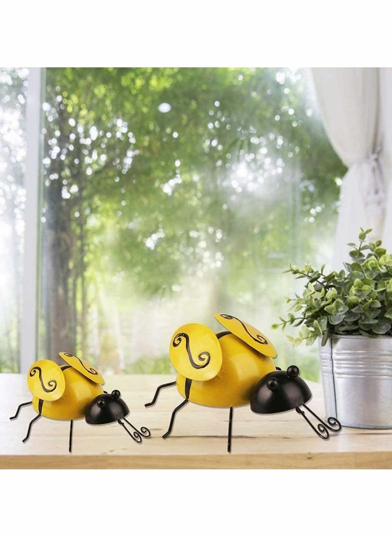 SOLARAE Metal Bumble Bee Decorations Garden Wall Art Bee 3D Sculpture Ornament for Garden Ornaments Outdoor Lawn/Bar/Bedroom/Living Room/Coffee/Shop/Yard Ornaments DIY Accessories (4 PCS) - Image 4