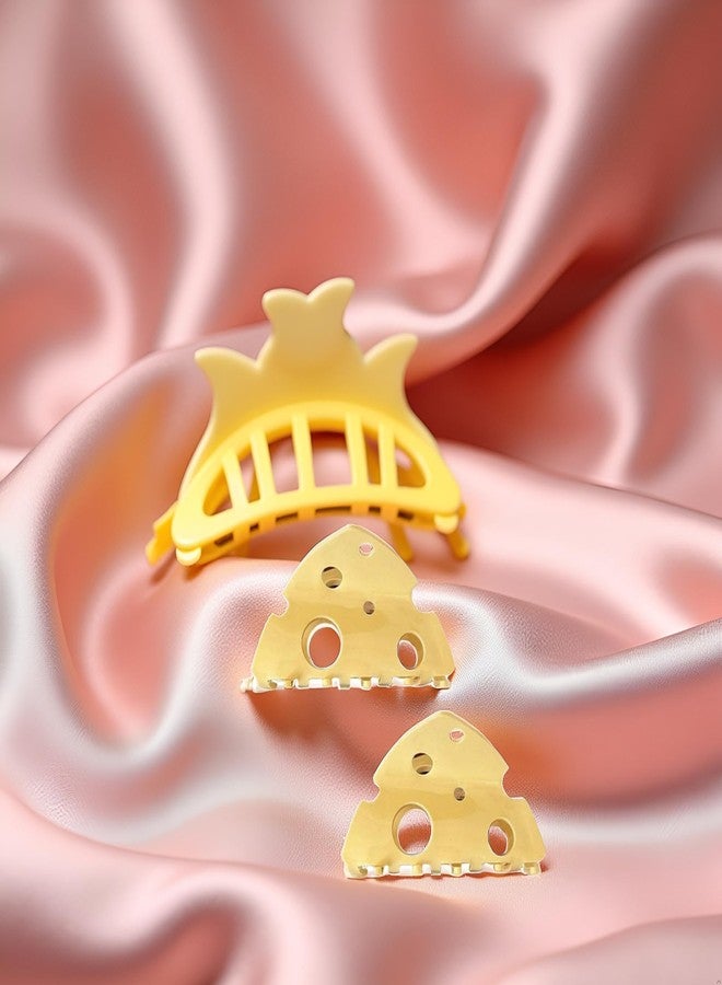 Tnyvm 2Pcs Yellow Hair Clip Headdress Fashion Hollow Shark Clip Cute Y2k Cheese Acetate Hair Claw Party, Clips and Barrettes - Image 3