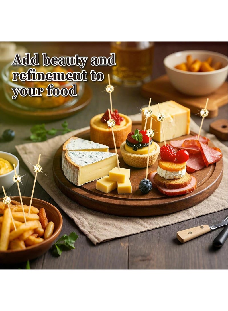 100 Mirror Gold Bamboo Skewers, Disposable Eco-Friendly Picks for Fruit Platters, Beverage Decoration, Weddings, Parties, and Banquets - Image 4