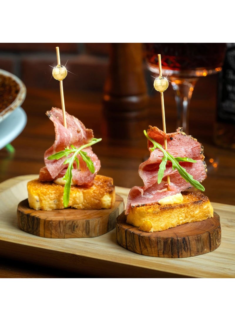 100 Mirror Gold Bamboo Skewers, Disposable Eco-Friendly Picks for Fruit Platters, Beverage Decoration, Weddings, Parties, and Banquets - Image 3