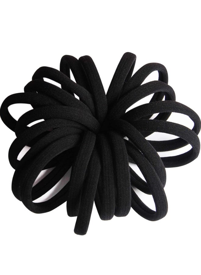 Sky Shine 20 PCS Large Size 2.4 Inch Black Hair Ties – Thick Seamless Hair Bands for Men & Women, Strong No Damage Ponytail Holders for Yoga, Gym, Office, School & Daily Use - Image 3