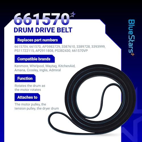 BlueStars Ultra Durable 661570 3387610 Dryer Drum Belt - Compatible with Whirlpool Kenmore - Replaces AP5983729 661570V 3389728 3393999 PS11722115 WED94HEXW0 WED94HEXW1 - Image 2