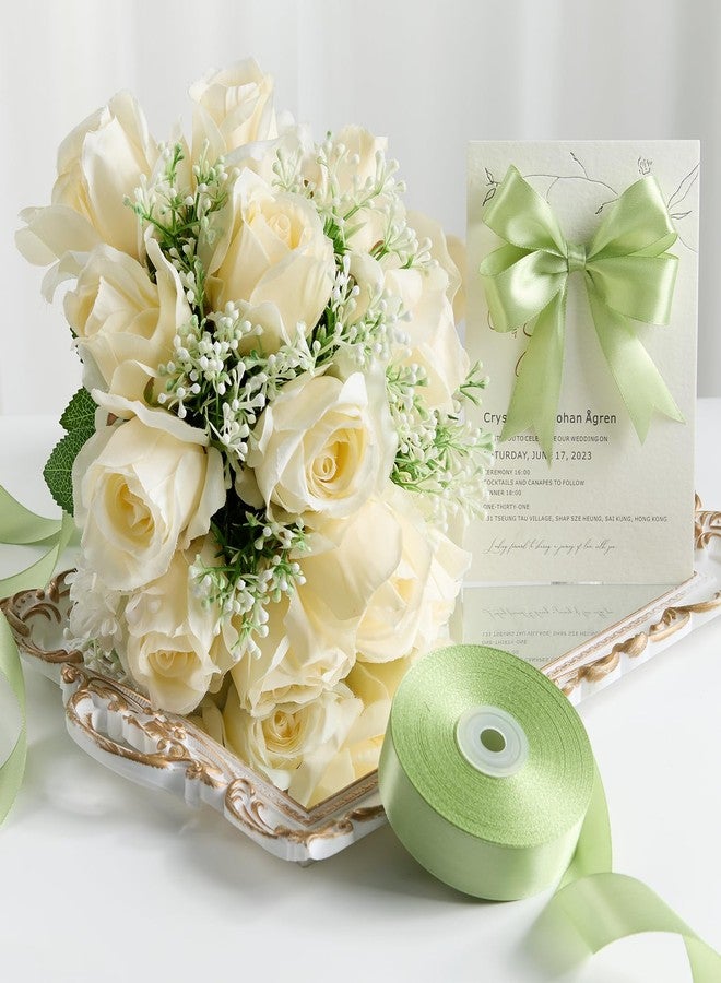 CLUEWR Sage Green Satin Ribbon, 1 Inch, 50 Yards - Image 5