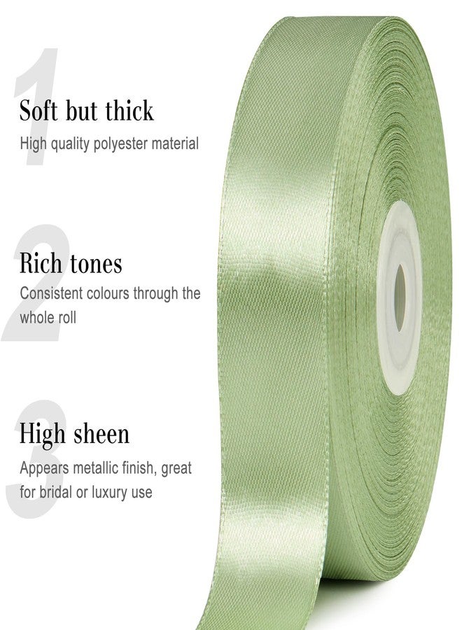 CLUEWR Sage Green Satin Ribbon, 1 Inch, 50 Yards - Image 4