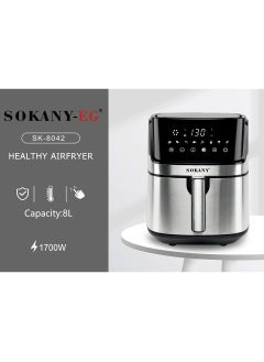 sokany Digital Air Fryer Without Oil Stainless 1700 Watt 8.0 Liters Silver - SK-ZG-8042  - Image 3