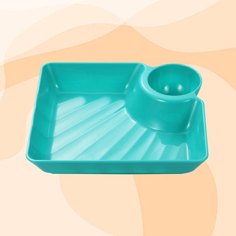P Plus Fire Chip and Dip Serving Platter Set Divided Dumpling Plate with Sauce Holder Small Chips and Salsa Serving Dish Reusable Chip and Dip Tray for Snack Appetizer Sushi Party 6 Pc Green - Image 5