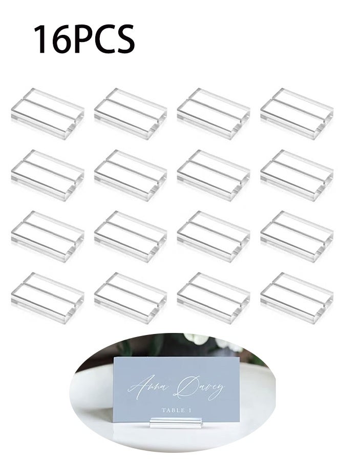 16 Pieces Acrylic Stands Clear Place Card Holders 1.6 Inch Acrylic Table Sign Holder Table Number Stands Name Card Display Stand for Table Weddings Events Office Meeting - Image 1