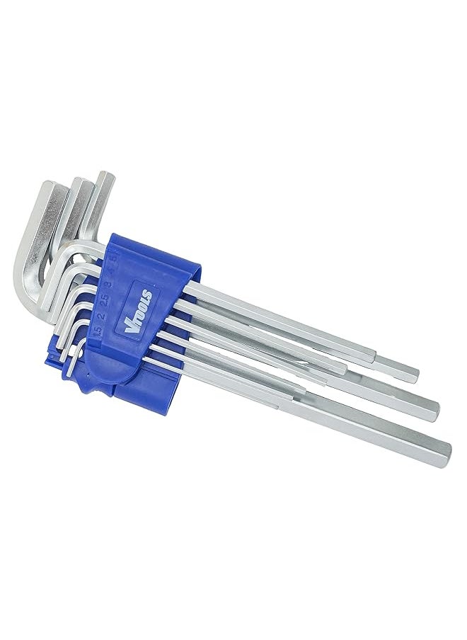 VTOOLS - 9 Piece Long Chrome Vanadium Hex Key Allen Wrench Set 1.5 10Mm Portable Hex Key Set For Basic Home Repair And General Applications Vt2162 - Image 1