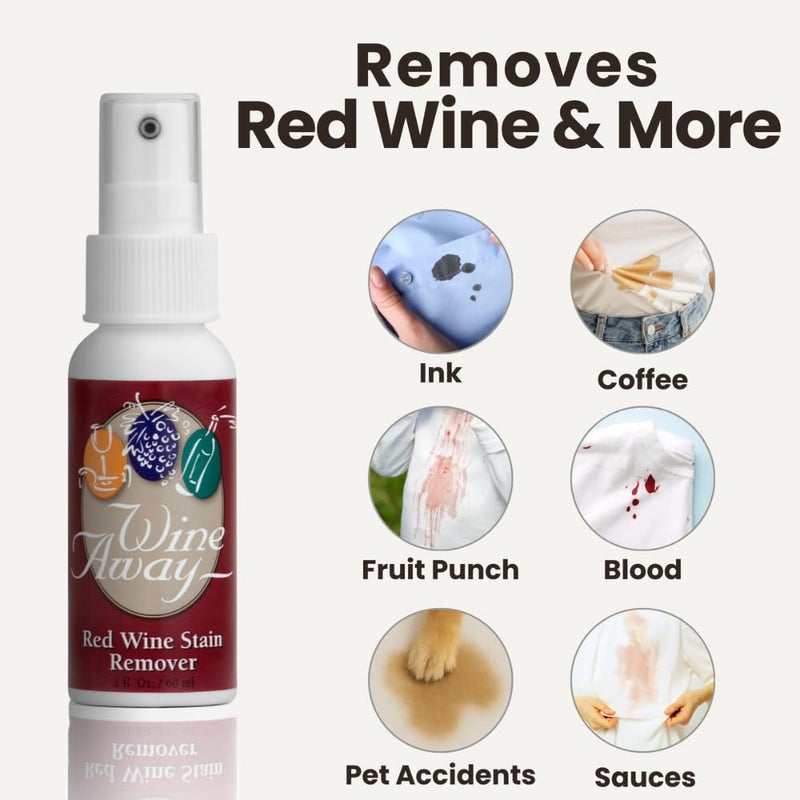 Wine Away Red Wine Stain Remover - Removes Wine Stains from Fabric and Carpet - Travel-friendly size - On the Go Stain Remover - Fresh Citrus Scent - 2-OZ.  Set of 2 - Image 2