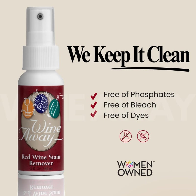 Wine Away Red Wine Stain Remover - Removes Wine Stains from Fabric and Carpet - Travel-friendly size - On the Go Stain Remover - Fresh Citrus Scent - 2-OZ.  Set of 2 - Image 4