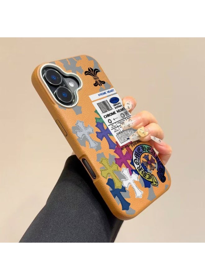 NIBEMINENT Colored Cross Protective TPU Case Cover For iPhone 16 Pro Max, Emma Orange