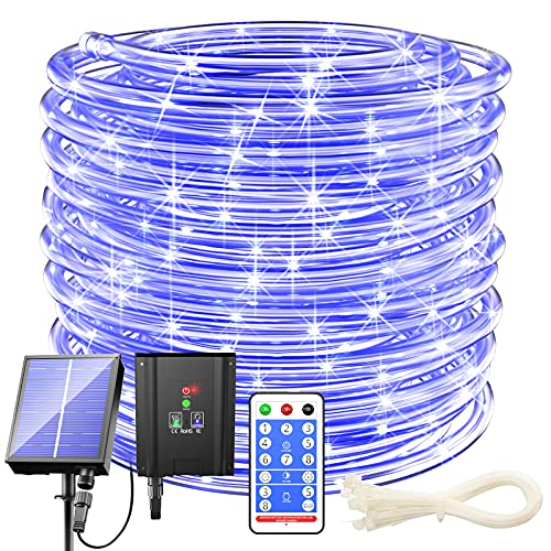 KerKoor Solar Rope Lights Outdoor Waterproof LED - 200 LED Solar Rope String Lights, 72FT 8 Modes with Remote Flexible Solar Tube String Lights for Garden Patio Fence Balcony Pool Trampoline Party - Image 1