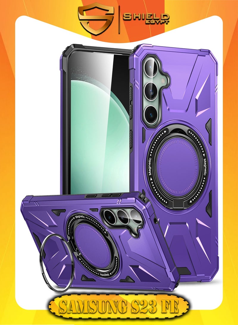 SHIELD EGYPT For Samsung Galaxy S23 FE Case Mag-Safe Magnetic Shockproof Phone Case with Ring Holder (Purple)