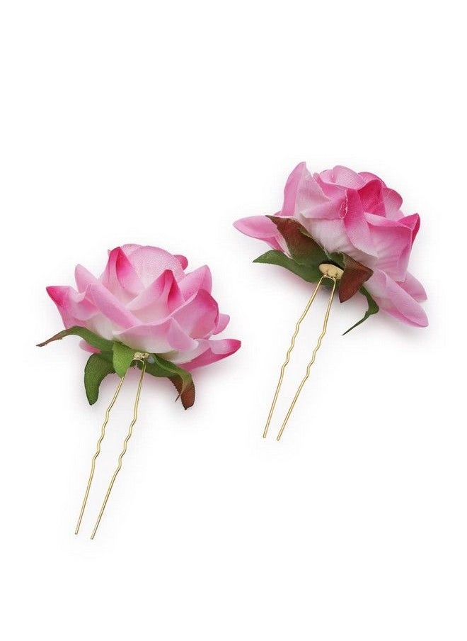 Vogue Hair Accessories - Light Weight Rose Flower Bun Maker Juda Pins (Light Pink2) - Image 1