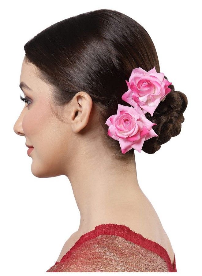 Vogue Hair Accessories - Light Weight Rose Flower Bun Maker Juda Pins (Light Pink2) - Image 1