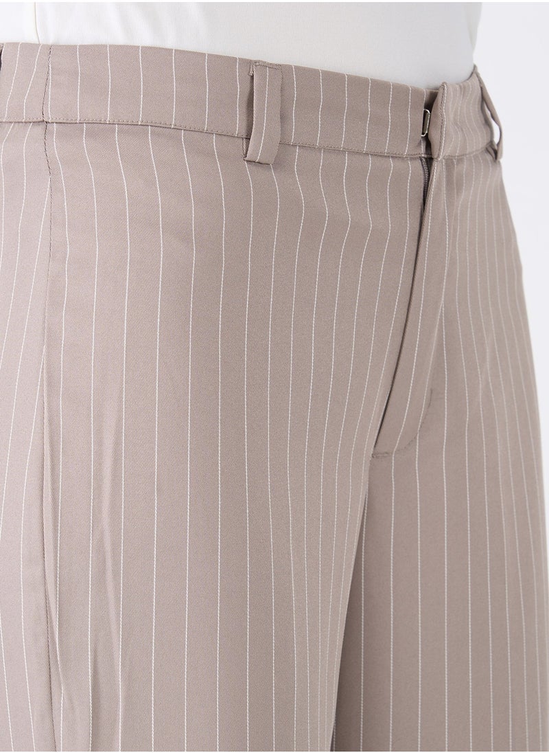 Salt Attire - Women's Mid-Rise Striped Pattern Trousers with Fly Front Zip Closure and Straight Legs Elegant and Versatile Pants for Work, Casual, and Special Occasions - Image 1