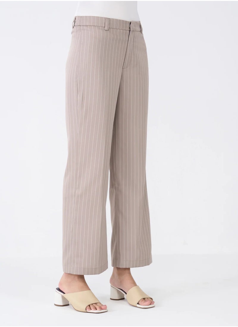 Salt Attire - Women's Mid-Rise Striped Pattern Trousers with Fly Front Zip Closure and Straight Legs Elegant and Versatile Pants for Work, Casual, and Special Occasions - Image 1