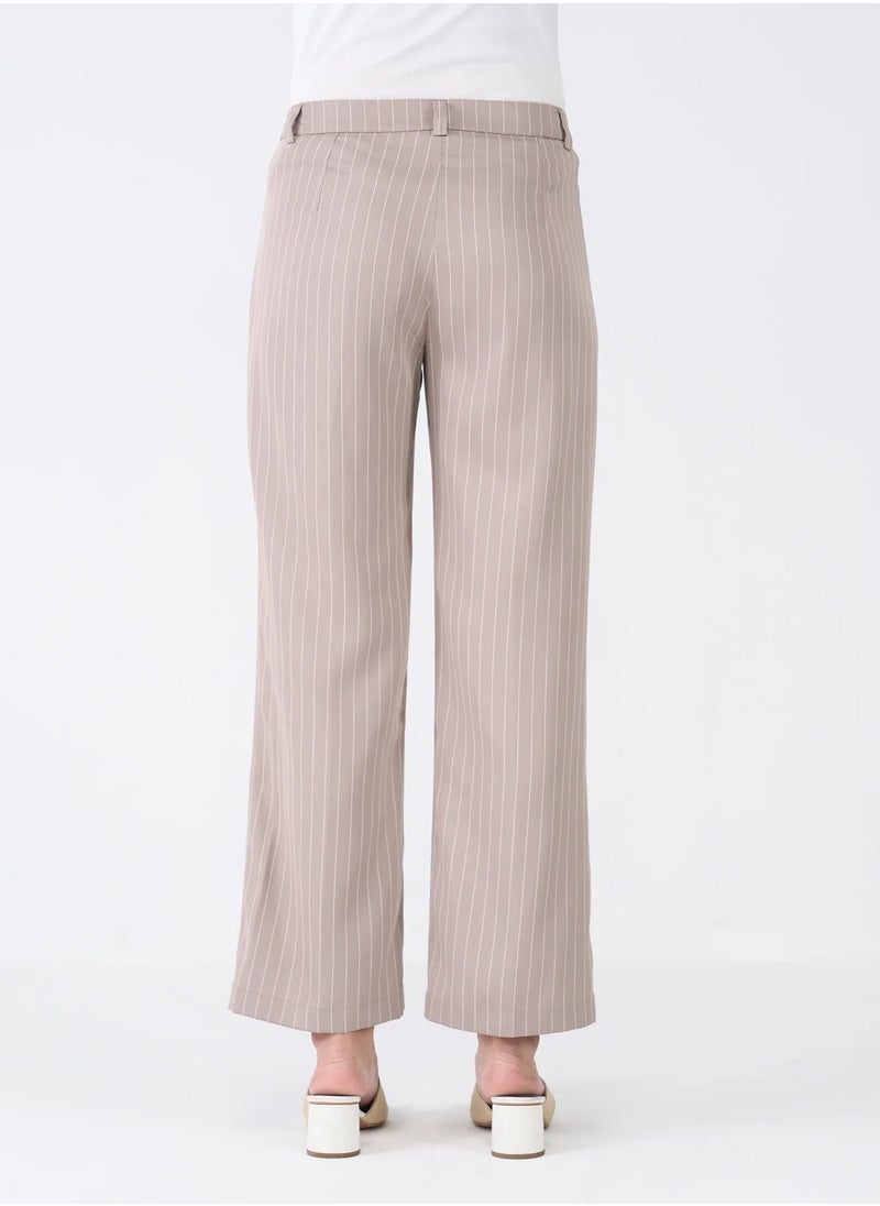 Salt Attire - Women's Mid-Rise Striped Pattern Trousers with Fly Front Zip Closure and Straight Legs Elegant and Versatile Pants for Work, Casual, and Special Occasions - Image 1