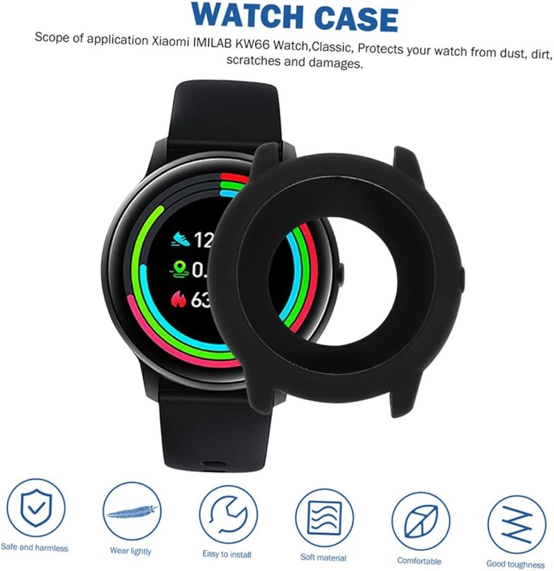 Artibetter 2pcs Silicone Protective Case for Xiaomi Watch Lightweight Design Dark Green Black - Image 5