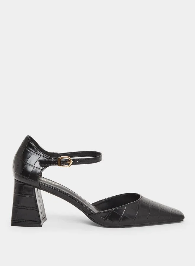 Raid Lydia Textured Block Heel Shoes