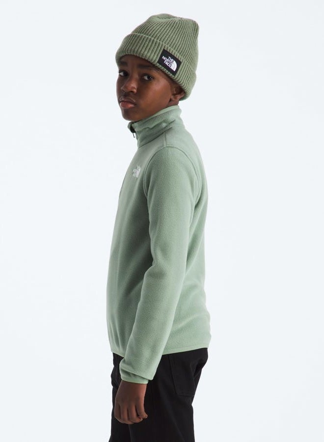 THE NORTH FACE Teen Glacier 1/4 Zip Pullover | Recycled Fleece Jacket for Boys & Girls, Warm Quarter Zip Sweater with Stylish Stand Collar Slate Moss Medium - Image 2