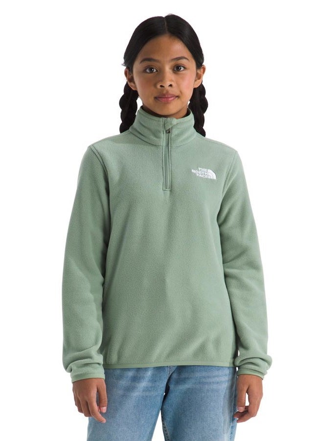THE NORTH FACE Teen Glacier 1/4 Zip Pullover | Recycled Fleece Jacket for Boys & Girls, Warm Quarter Zip Sweater with Stylish Stand Collar Slate Moss Medium - Image 5