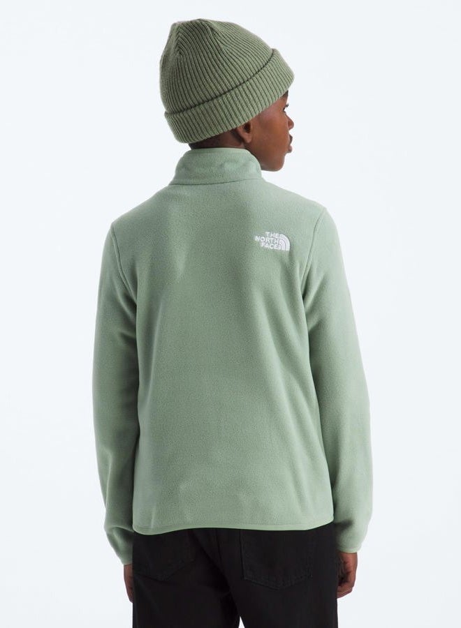 THE NORTH FACE Teen Glacier 1/4 Zip Pullover | Recycled Fleece Jacket for Boys & Girls, Warm Quarter Zip Sweater with Stylish Stand Collar Slate Moss Medium - Image 3