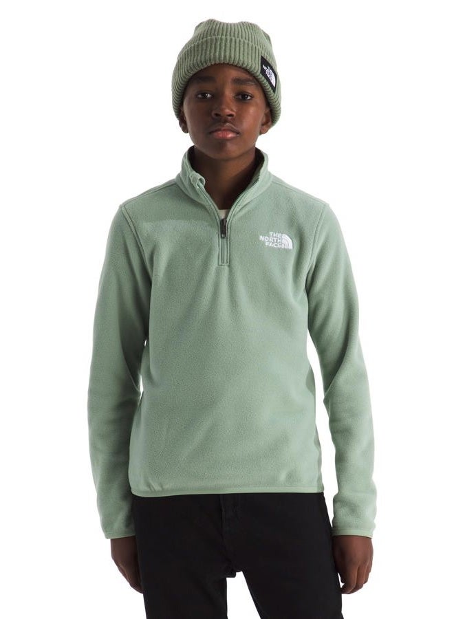 THE NORTH FACE Teen Glacier 1/4 Zip Pullover | Recycled Fleece Jacket for Boys & Girls, Warm Quarter Zip Sweater with Stylish Stand Collar Slate Moss Medium - Image 4