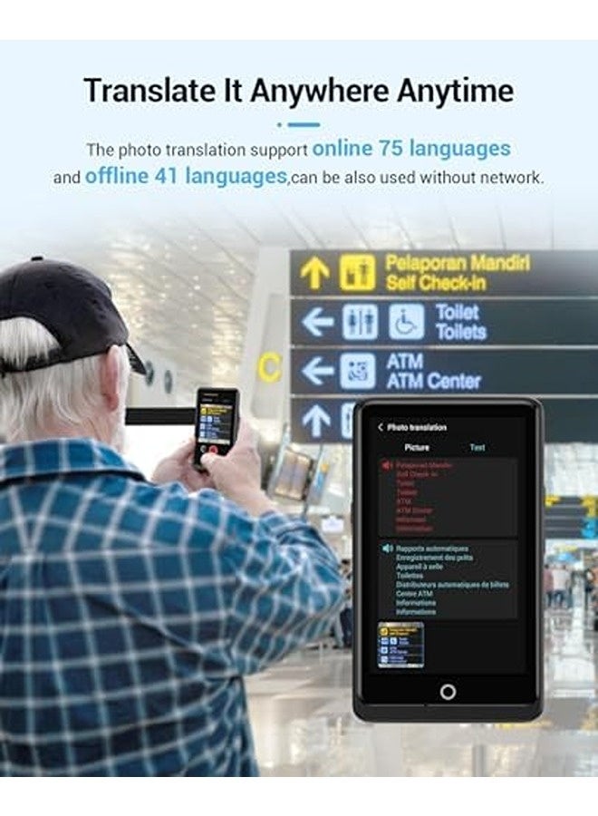 سكاي تاتش جهاز ترجمة لغات – يدعم 139 لغة و8 أوضاع ترجمة، شاشة لمس IPS مقاس 4.1 بوصة، يدعم الترجمة بدون إنترنت لـ17 لغة، مزود بسعة تخزين 16 جيجابايت ومعالج مطور – مثالي للسفر والأعمال. - Image 2