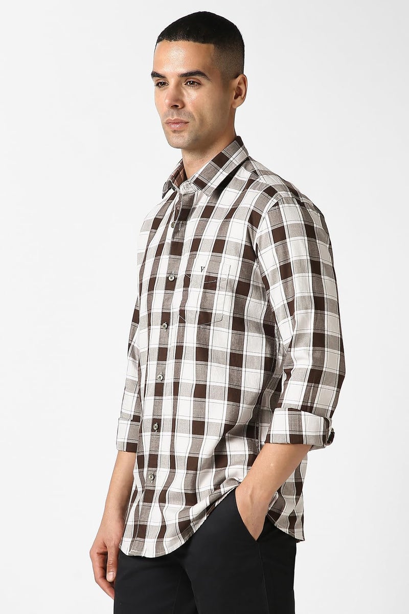 Van Heusen Cotton Men's Checkered Slim Fit Shirt (VSSFUSLFM97978_White, 40 - Image 2
