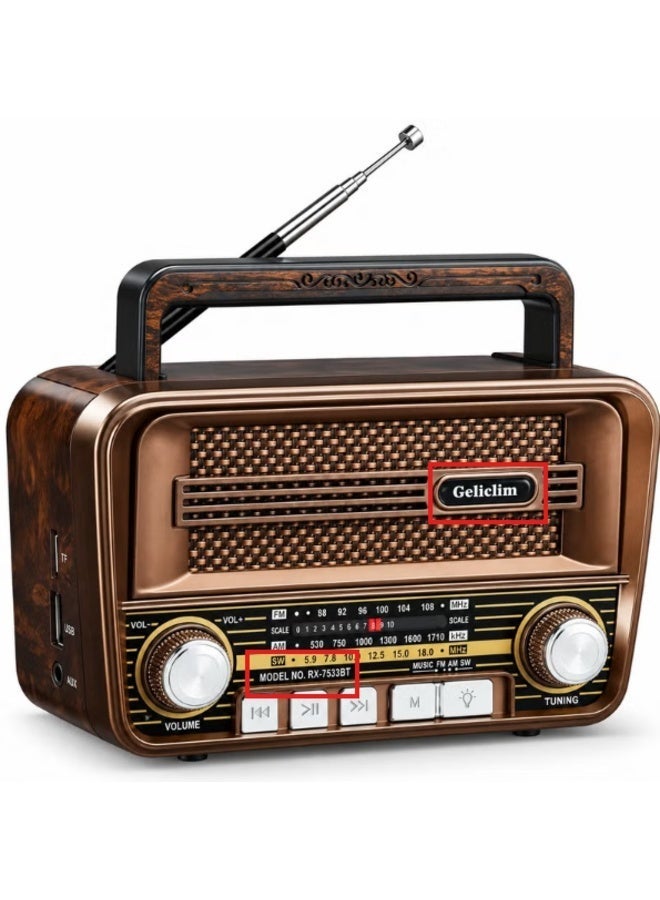 Golon RX-733BT Portable Retro Bluetooth 5.3 Radio Speaker with FM AM SW Multi-Band Receiver USB Flash Drive and TF Card - Image 1