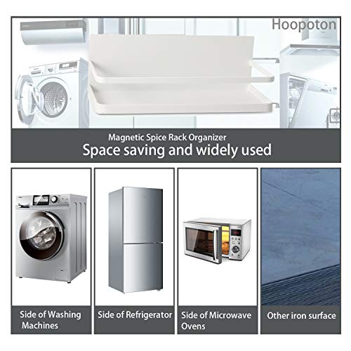 Hoopoton Magnetic Spice Rack Organizer Single Tier Refrigerator Spice Storage Shelf, Easy to Install The Side of The Refrigerator Can Hold spices, Jar of Olive Oil (White, 2 PACK) - Image 5